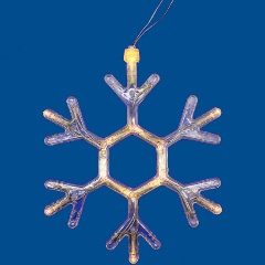 Изображение товара Подвесной светильник Uniel «Снежинка» на батарейках 3AAA (не в/к), 18х19см. Подвесная. 12 светодиодов. Теплый белый свет. Провод прозрачный.