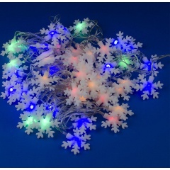 Изображение товара Гирлянда светодиодная с контроллером Uniel ULD-S0700-050-DTA MULTI IP20 SNOWFLAKES-3 «Снежинки-3», 50 светодиодов, 7 м, разноцветная, IP20,провод прозрачный, 07936