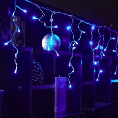 Изображение товара Светодиодная гирлянда бахрома Uniel 1,8м с 48 синими диодами IP20