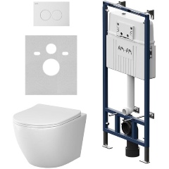 Изображение товара Унитаз с инсталляцией AM.PM MasterFit с клавишей L белый подвесной