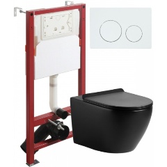 Изображение товара Подвесной унитаз безободковый с инсталляцией и микролифтом Agger ATI03144+APB188