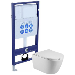 Изображение товара Унитаз с инсталляцией SET AQUATEK БЕТТА (рама AQUATEK Standard INS-0000012(без клавиши и крепежа)+унитаз БЕТТА AQ1253W-00 с тонким сиденьем soft-close