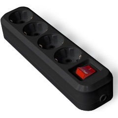 Изображение товара Колодка удлинителя UNIVersal 4-м с заземл. с выкл. АБС-пластик черн. 1403