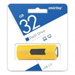 Изображение товара USB флешка 32Gb SmartBuy Stream желтая USB 2.0 с выдвижным разъемом
