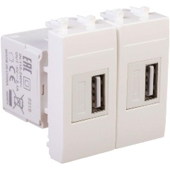 Изображение товара Зарядное устройство DKC USB 2мод. 2.1А Avanti "Белое облако", 4400542