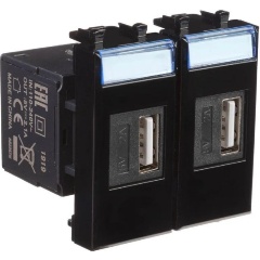 Изображение товара Зарядное устройство DKC USB 2мод. 2.1А Avanti "Черный квадрат", 4402542