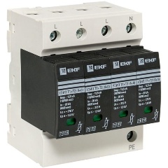Изображение товара Устройство защиты от импульсных перенапряжений EKF PROxima Т1+Т2, Iimp-12.5kA, In-20kA, Uc-275В, 4+0, OV12-4-504