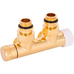 Изображение товара Узел SR Rubinetterie термостатический угловой нижнего подключения 1/2"х3/4"Е Золото (правый)