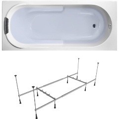 Изображение товара Ванна акриловая 150х75 Lavinia Boho Bristol S1-3502005P в наборе 3 в 1: прямоугольная ванна 150 х 75 см, усиленный металлический каркас, мягкий подгол