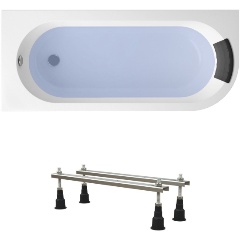 Изображение товара Ванна акриловая 170х72.5 Lavinia Boho Art II S1-371317PL в наборе 3 в 1: ассиметричная ванна 170 х 72,5 см (левый разворот), металлические ножки, мягк