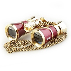 Изображение товара Бинокль театральный Veber Opera БГЦ 3x25 с цепочкой, красный/золотой