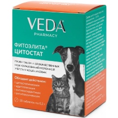 Изображение товара Биологически активная добавка ВЕДА Фитоэлита Цитостат для кошек и собак, 50 таб