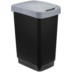 Изображение товара Ведро для мусора IDEATwin 25 л пластик М 2469 черный/серый (26x33x47 см)