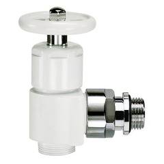 Изображение товара Вентиль SR Rubinetterie угловой 1/2" x 24/19 ручной, преобразуемый в термостатический, белый