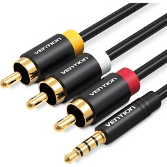 Изображение товара Кабель Vention аудио Jack 3,5 mm M/3RCA M - 1.5м Чёрный