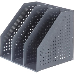 Изображение товара Накопитель вертикальный Deli 78995DGrey складной 3 отделения темно-серый