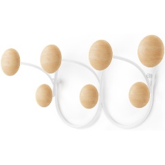 Изображение товара Вешалка Umbra настенная Dotsy, белая/натуральное дерево
