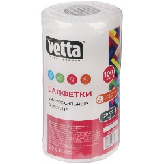 Изображение товара Салфетки VETTA 100 шт., в рулоне, универсальные, 20x22 см, спанлейс (448-265)