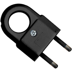 Изображение товара Вилка электрическая UNIVersal 6А 250В плоская с ушком без. заземл. черн. (еврослот) А1030