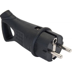 Изображение товара Вилка угловая EKF 16А 2P+PE 230В IP44 с кольцом каучук Basic, RPS-017-16-230-44