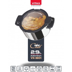 Изображение товара Кастрюля Vitax 2,9 л с крышкой, нерж. сталь (VX-3801)