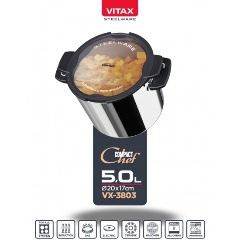 Изображение товара Кастрюля Vitax 5 л, с крышкой, нерж. сталь (VX-3803)