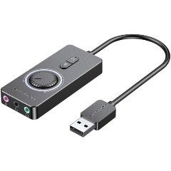 Изображение товара Внешняя звуковая карта Vention USB c регулятором громкости Черная