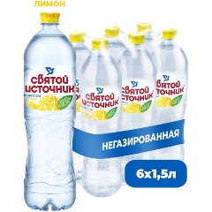 Изображение товара Вода питьевая Святой Источник негазированная со вкусом лимона 1,5 л ПЭТ (6 штук в упаковке)