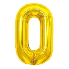Изображение товара Воздушный шар MESHU, 100 см цифра 0, золотой, фольгированный