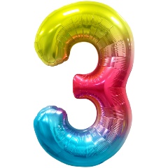 Изображение товара Воздушный шар MESHU, 100 см цифра 3, розовый, фольгированный