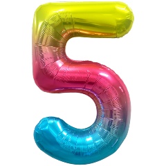 Изображение товара Воздушный шар MESHU, 100 см цифра 5, розовый, фольгированный