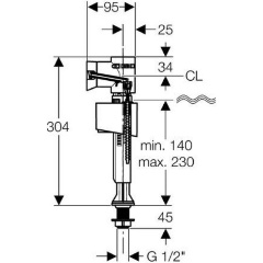 Впускной клапан geberit impulsbasic340