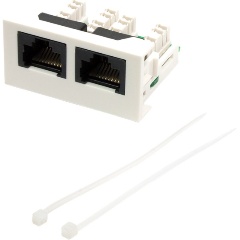 Изображение товара Вставка Lanmaster Mosaic 22.5x45 2xRJ45 Cat.5e, белая (LAN-WA-LP-2x45/5E-WH)