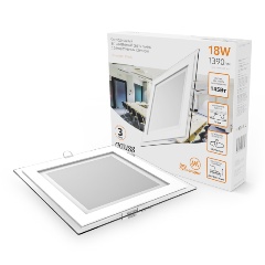 Изображение товара Встраиваемый светильник Gauss, квадратный с декоративным стеклом,200х200х30, 150х150, 18W 3000K, 1390лм 1/20