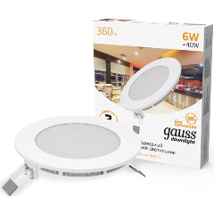 Изображение товара Встраиваемый светильник Gauss ультратонкий круглый IP20 6W,120х22, 105, 3000K 360лм 1/20