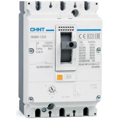 Изображение товара Автоматический выключатель силовой CHINT 3п 80А 50кА NM8N-125S TM с рег. термомаг. расцеп. (R), 271588