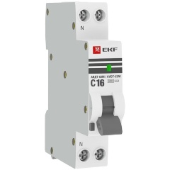 Изображение товара Дифференциальный автомат EKF PROxima 1мод. C 16А 30мА тип А 6кА АВДТ-63М (электрон.), D636EA16C30