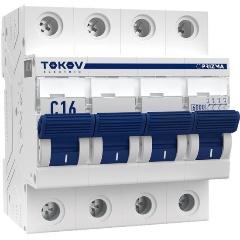 Изображение товара Автоматический выключатель модульный TOKOV ELECTRIC 4П 16А 6кА х-ка C, TKE-PZ60-MCBI-4-16-C