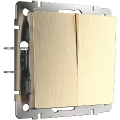 Изображение товара Выключатель двухклавишный проходной Werkel шампань рифленый W1122010 4690389160240