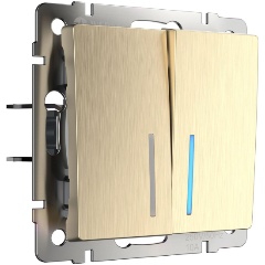 Изображение товара Выключатель двухклавишный с подсветкой Werkel шампань рифленый W1120110 4690389160233