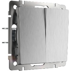 Изображение товара Выключатель двухклавишный Werkel cеребряный рифленый W1120009 4690389158933