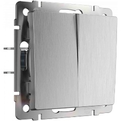 Изображение товара Выключатель двухклавишный Werkel (cеребряный рифленый) W1122009 4690389159626