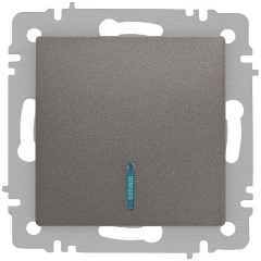 Изображение товара Выключатель INTRO Accent 6-102-09 с подсветкой 10А-250В IP20 СУ AL/CU титан, Б0063460