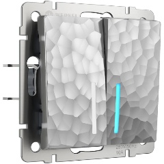 Изображение товара Выключатель Werkel Hammer двухклавишный с подсветкой серебряный W1220106 4690389162367