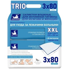 Изображение товара Влажные салфетки для ухода за лежачими больными White Whale Trio, 3*80 шт