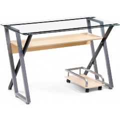 Изображение товара Стол компьютерный WOODVILLE Gunar silver gray / clear glass