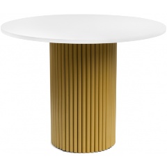 Изображение товара Деревянный круглый кухонный стол WOODVILLE Барел 100 белый / золото