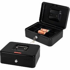 Изображение товара Ящик BRAUBERG для денег, документов, ценностей, ключевой замок, 90х180х250 мм, черный