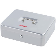 Изображение товара Ящик для денег , ценностей, документов, печатей, 90х240х300 мм, ключевой замок, серебристый, BRAUBERG