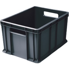 Изображение товара Ящик ТАРА п/э 400х300х230 сплошной, с ручками цв. серый